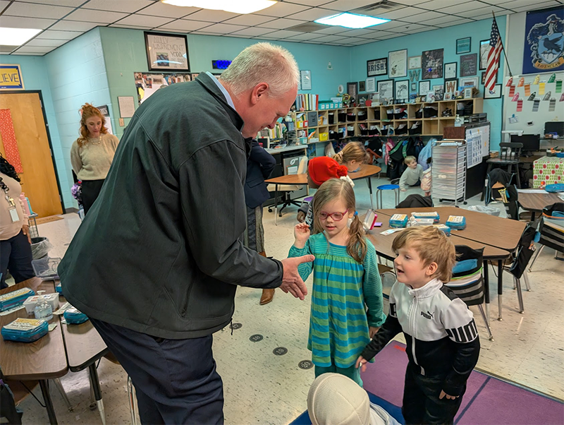 Dr. Langford teaching kindergarten